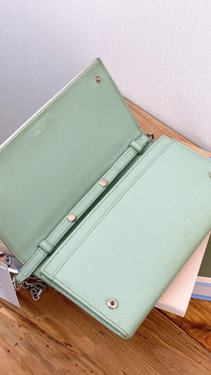 Prada Avocado Green Saffiano Wallet on Chain (SHW)
