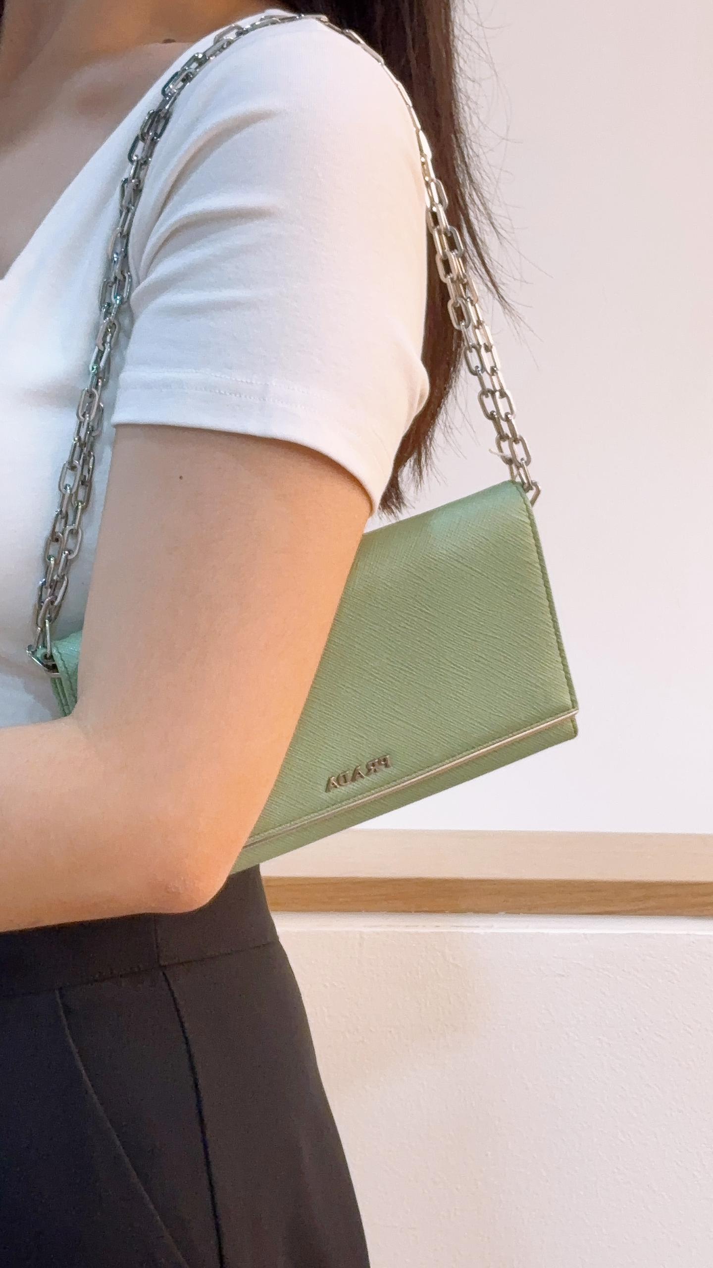 Prada Avocado Green Saffiano Wallet on Chain (SHW)