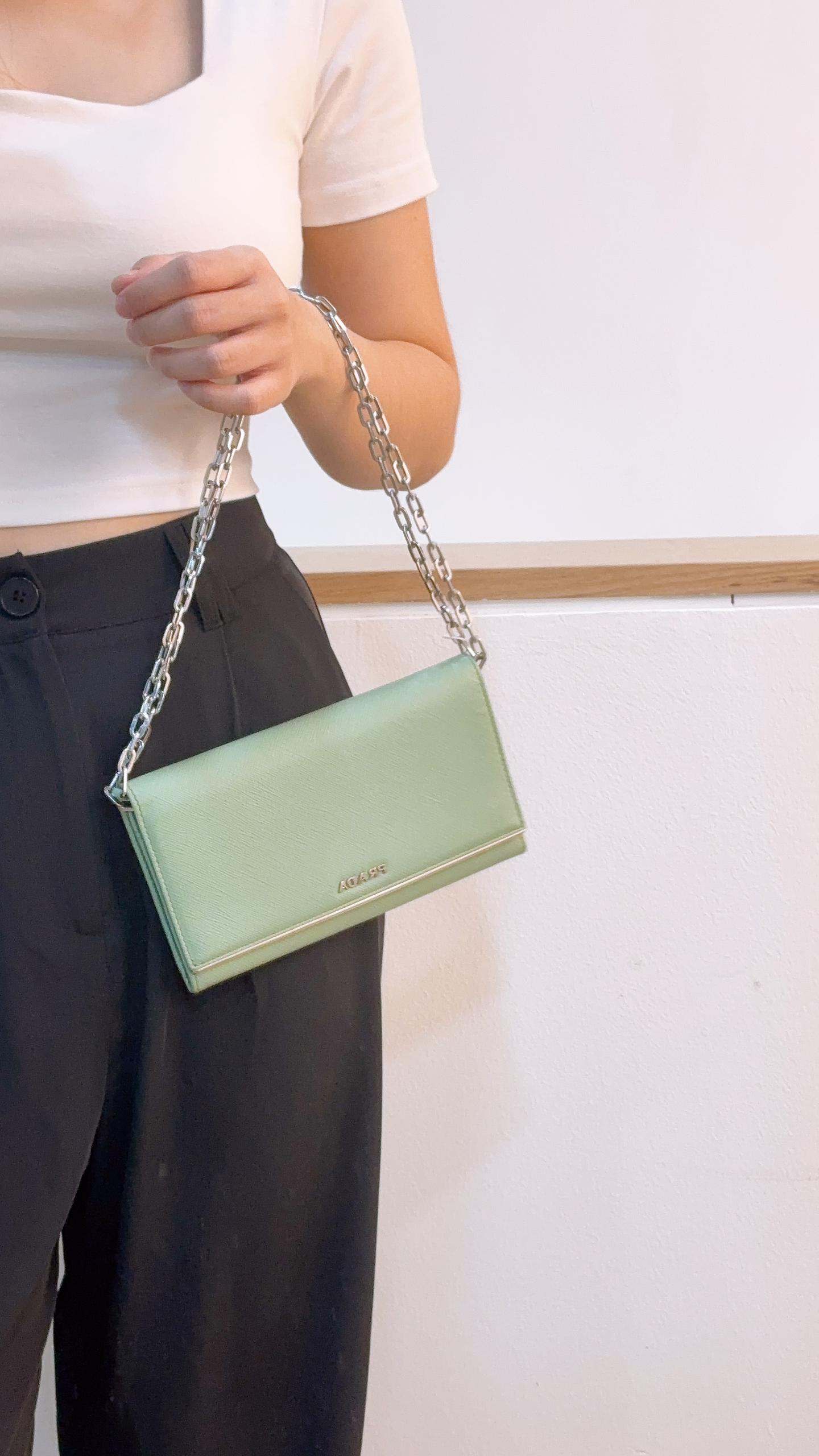 Prada Avocado Green Saffiano Wallet on Chain (SHW)