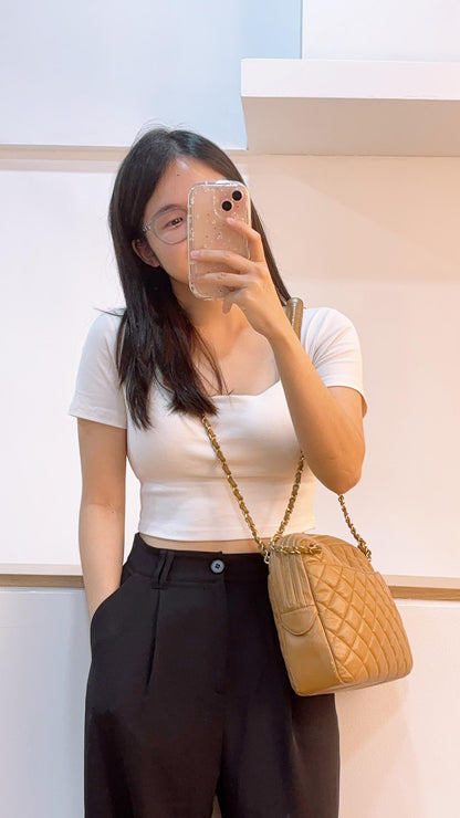 Chanel Caramel Lambskin Vintage Double Chain Bag (GHW)