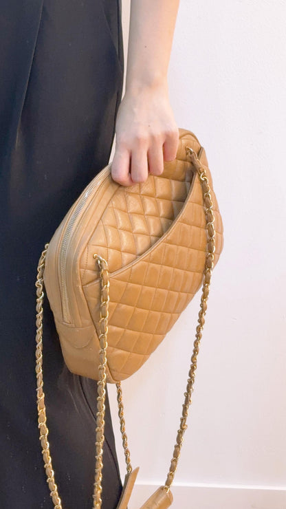 Chanel Caramel Lambskin Vintage Double Chain Bag (GHW)