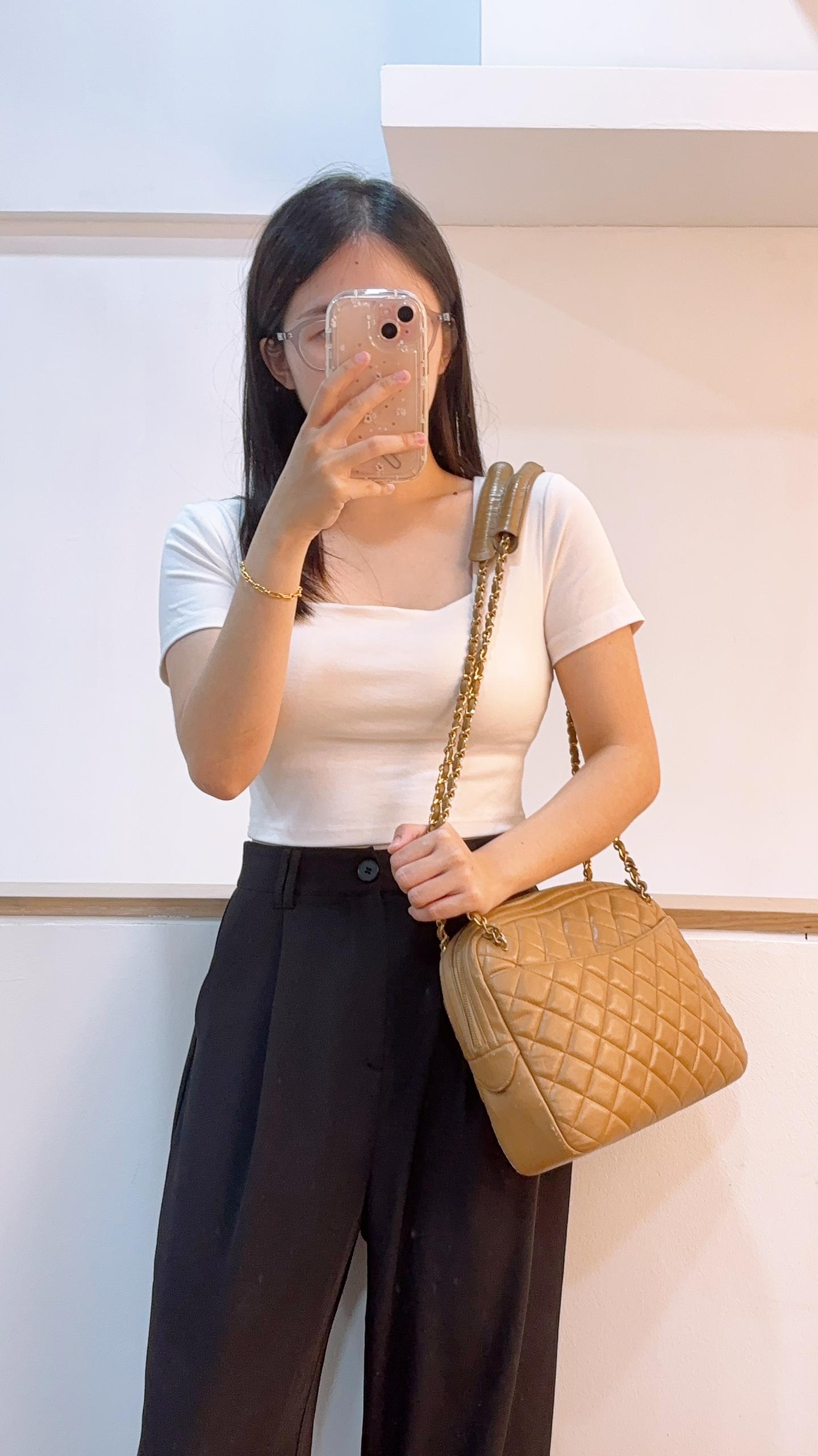Chanel Caramel Lambskin Vintage Double Chain Bag (GHW)