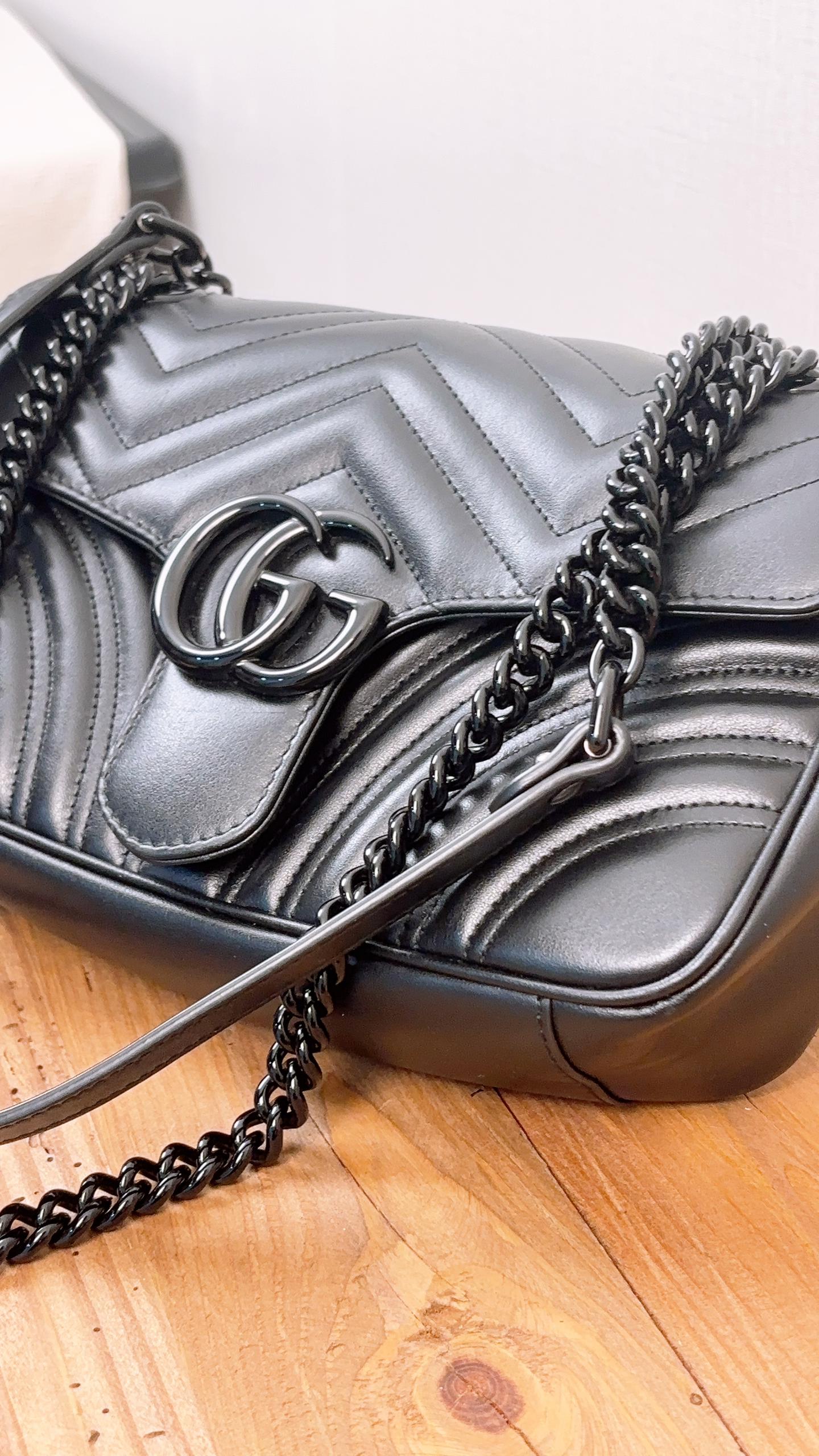 Gucci So Black Small Marmont Shoulder Bag