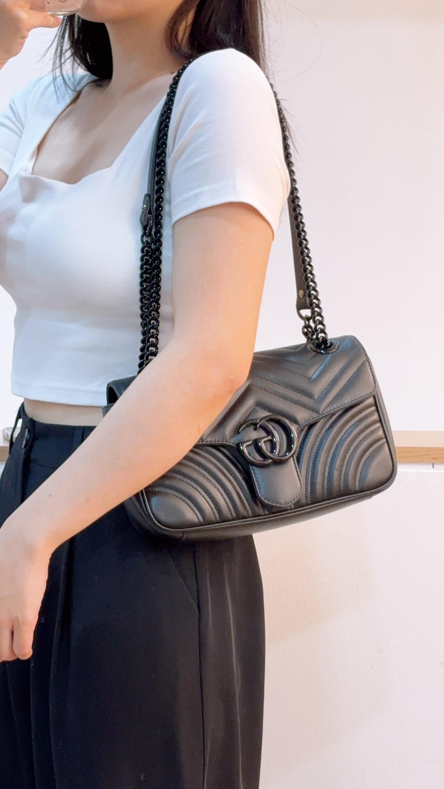 Gucci So Black Small Marmont Shoulder Bag