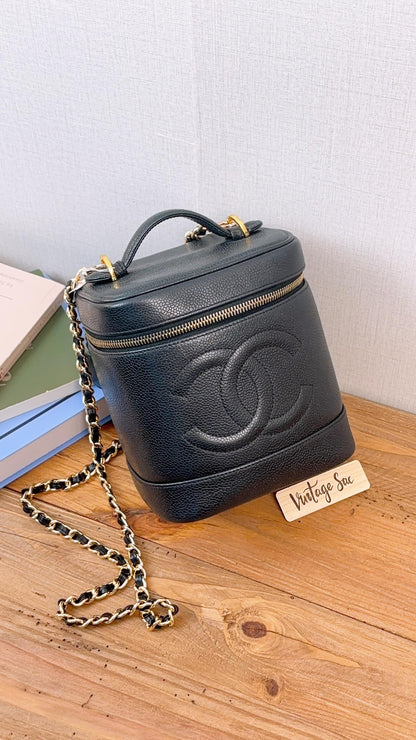 Chanel Black Caviar Vanity Case (GHW)