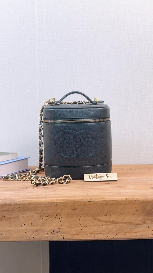 Chanel Black Caviar Vanity Case (GHW)