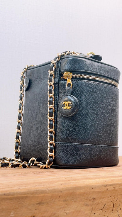 Chanel Black Caviar Vanity Case (GHW)