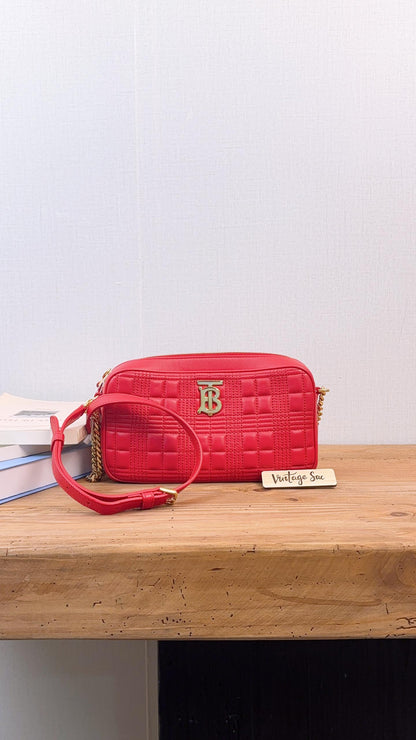 Burberry Red Leather Small Lola Camera Bag