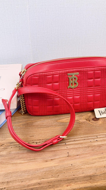 Burberry Red Leather Small Lola Camera Bag