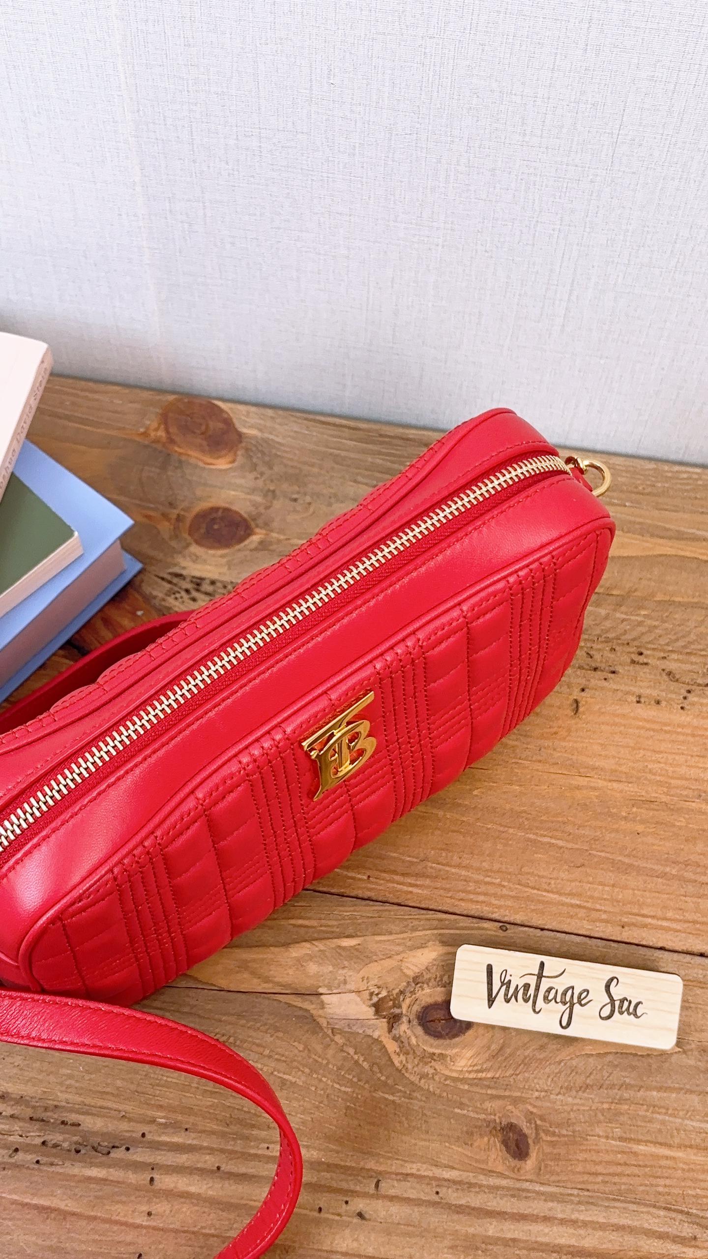 Burberry Red Leather Small Lola Camera Bag