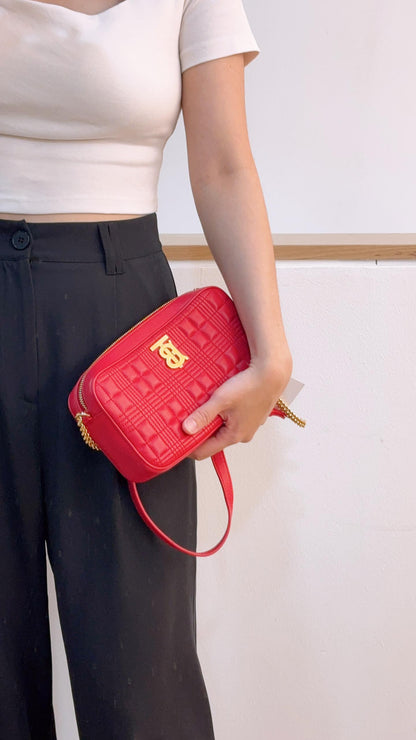 Burberry Red Leather Small Lola Camera Bag
