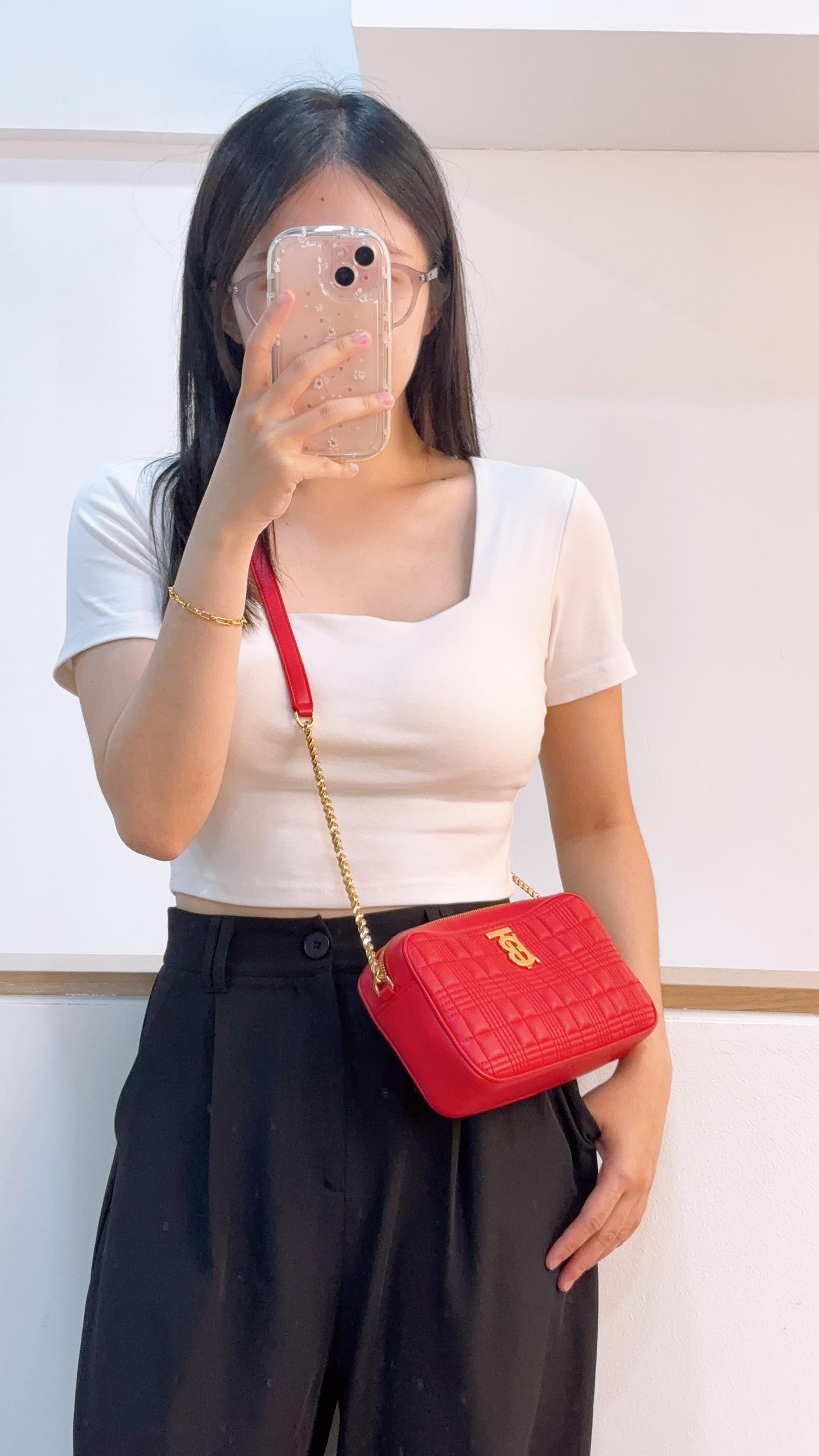 Burberry Red Leather Small Lola Camera Bag