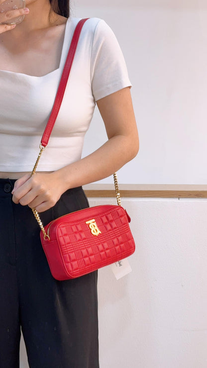 Burberry Red Leather Small Lola Camera Bag