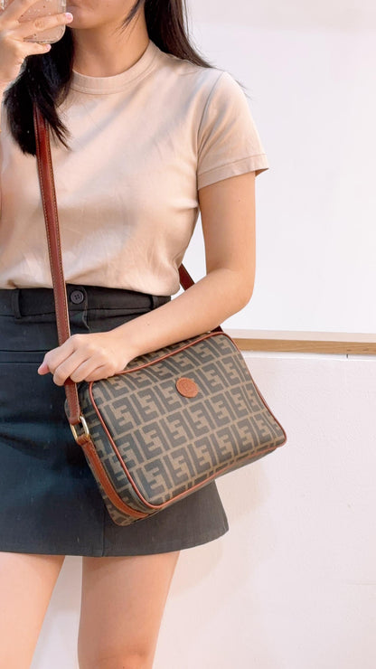 Fendi Zucca Vintage Coated Canvas Camera Bag