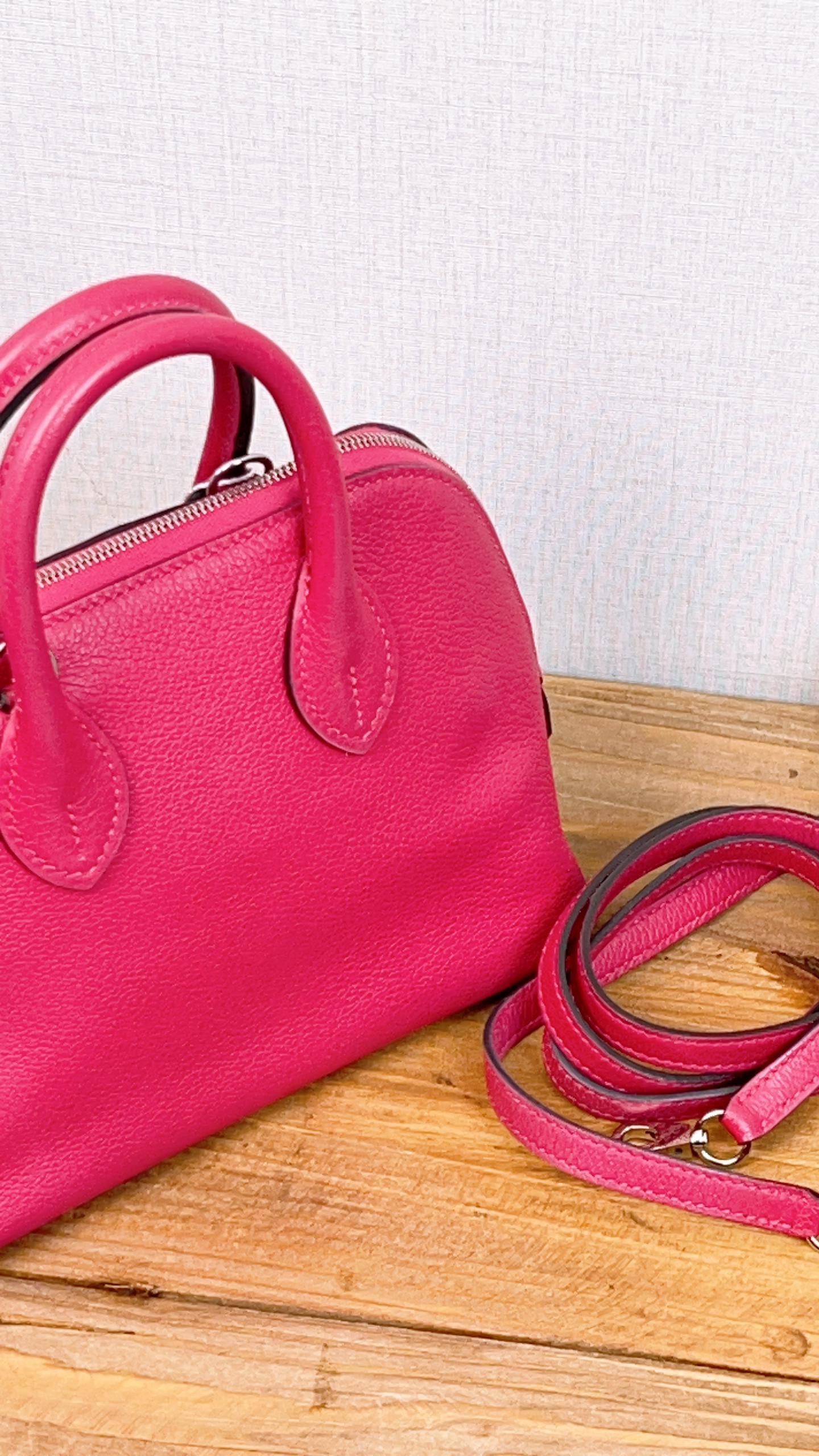 Hermes Rose Pourpre Mini Bolide (PHW)