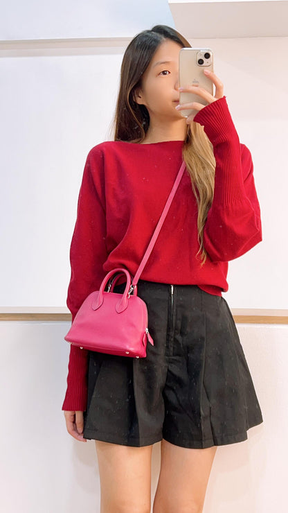 Hermes Rose Pourpre Mini Bolide (PHW)