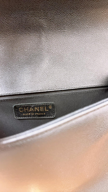 Chanel Black Caviar Old Medium Boy Flap (LGHW)