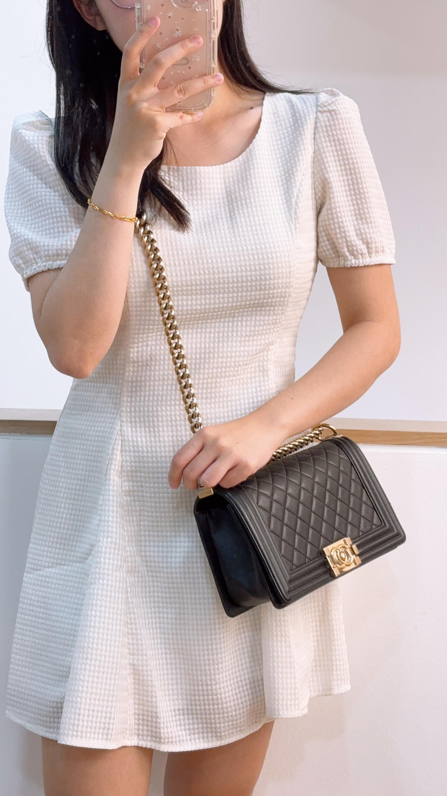 Chanel Black Caviar Old Medium Boy Flap (LGHW)