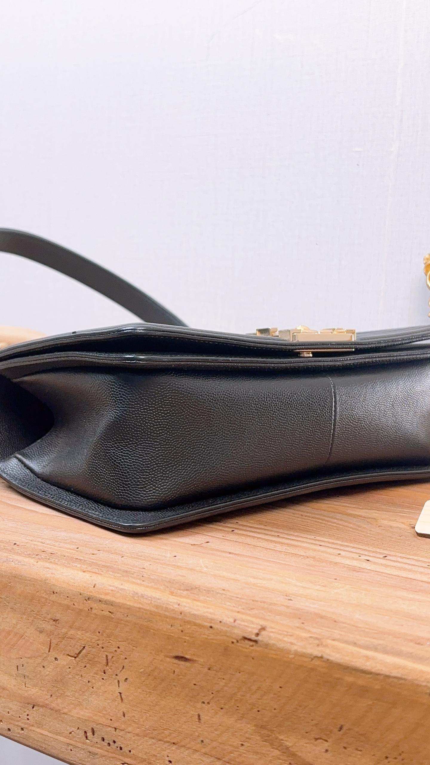 Chanel Black Caviar Old Medium Boy Flap (LGHW)