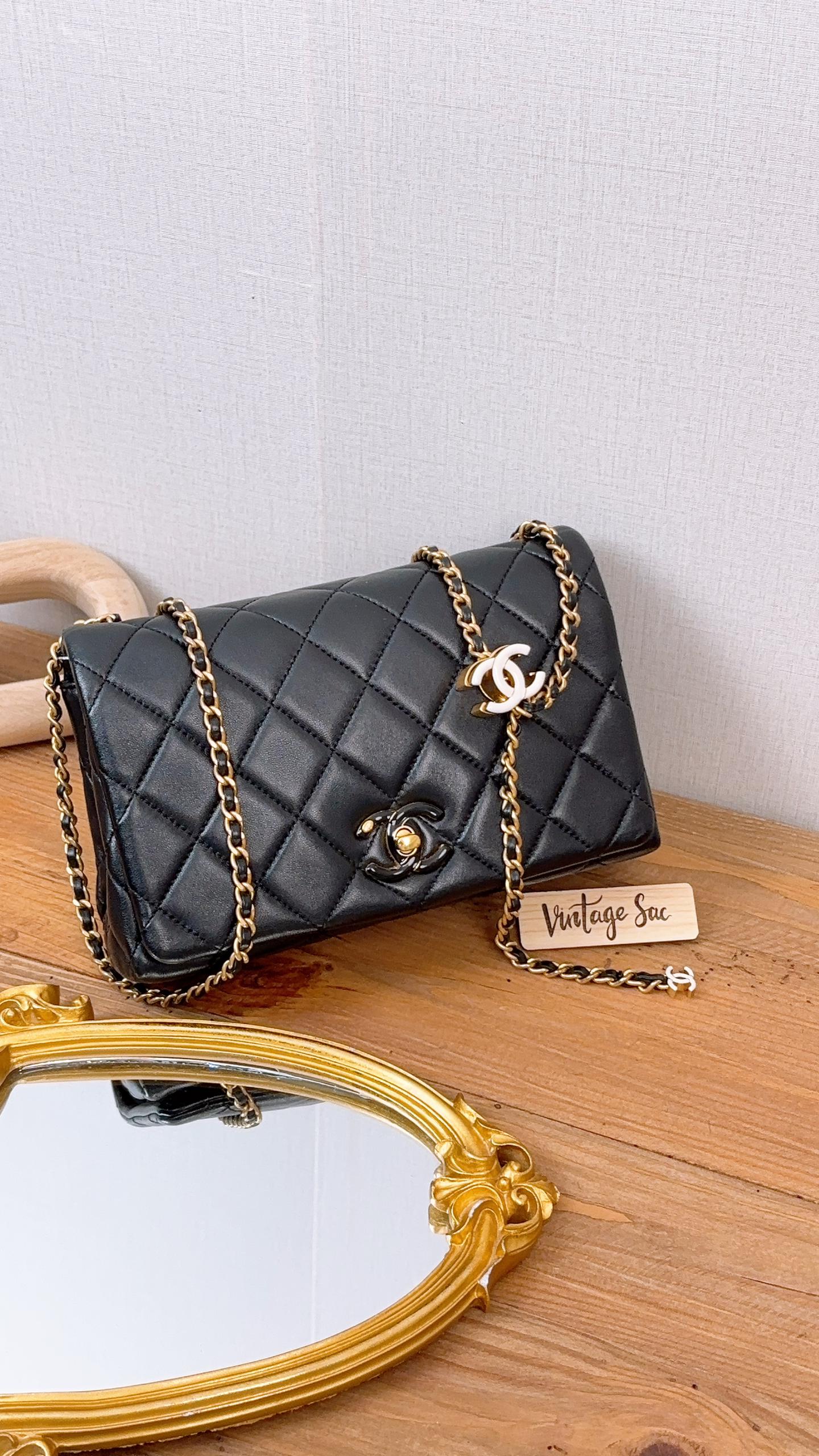 Chanel Black Shiny Lambskin 24A Enamel CC Mini Flap Bag (GHW)