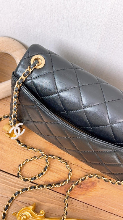 Chanel Black Shiny Lambskin 24A Enamel CC Mini Flap Bag (GHW)