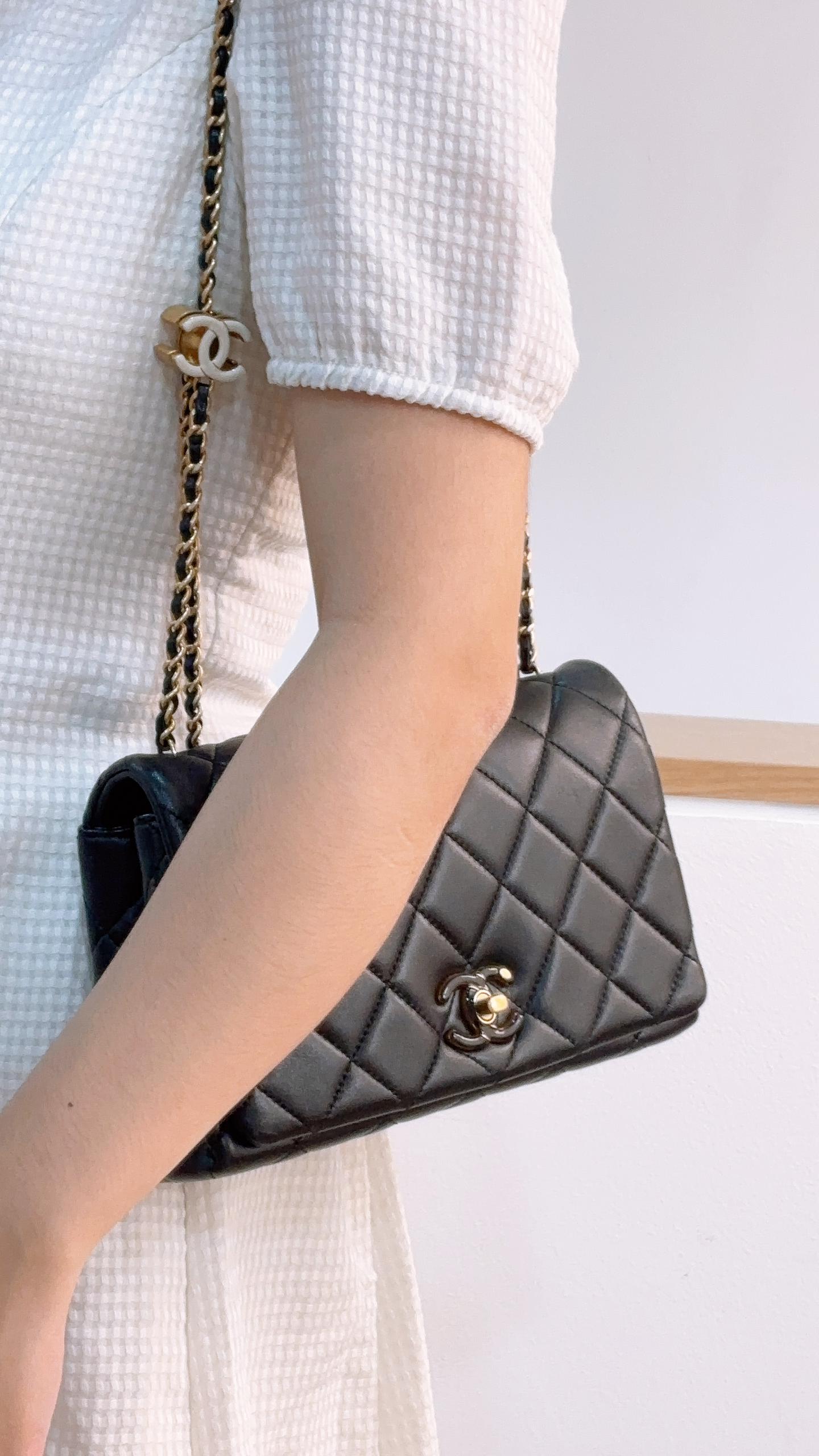 Chanel Black Shiny Lambskin 24A Enamel CC Mini Flap Bag (GHW)