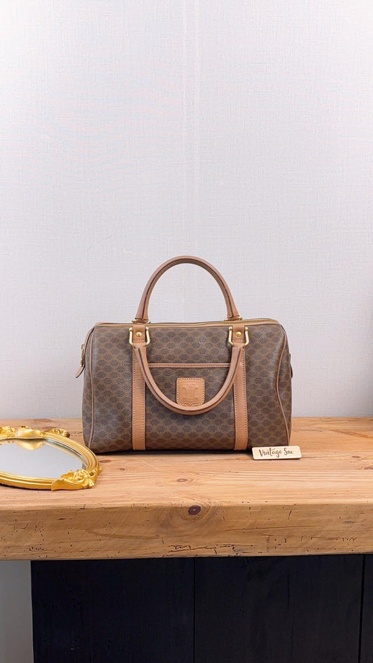 Celine Brown Macadam Vintage Boston Bag 30cm