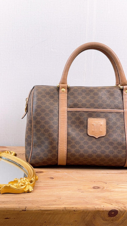 Celine Brown Macadam Vintage Boston Bag 30cm