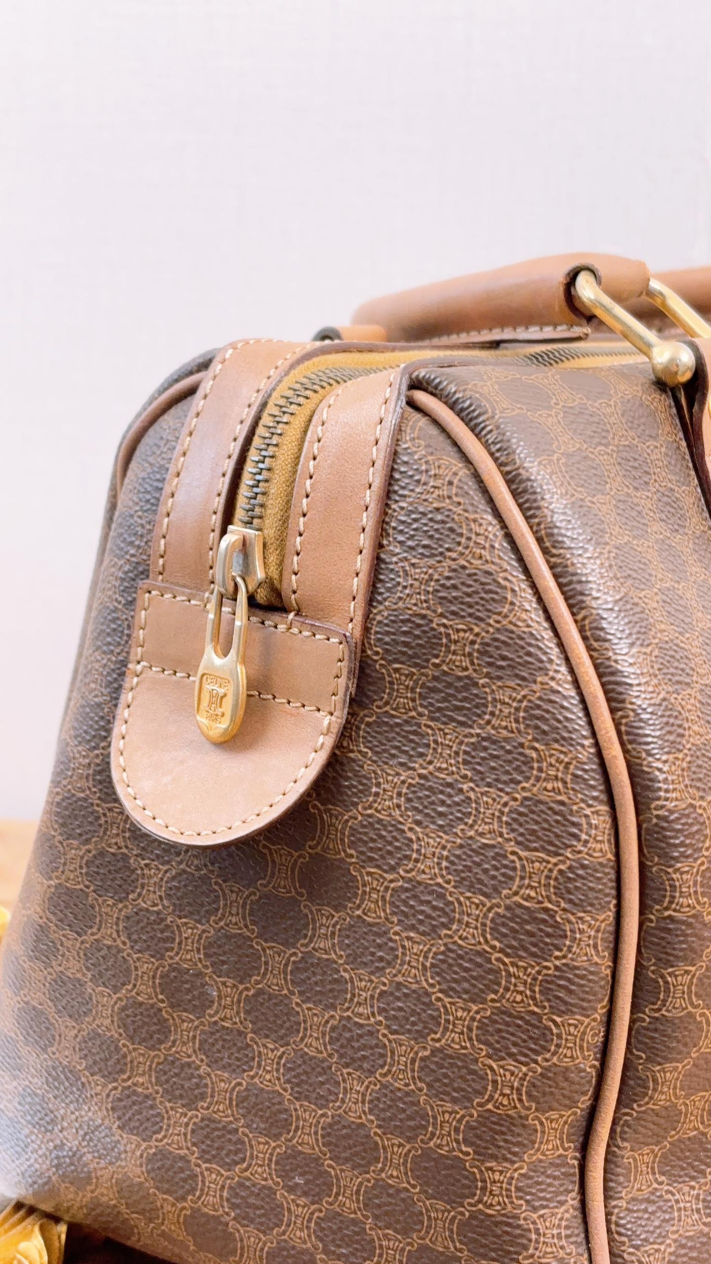 Celine Brown Macadam Vintage Boston Bag 30cm