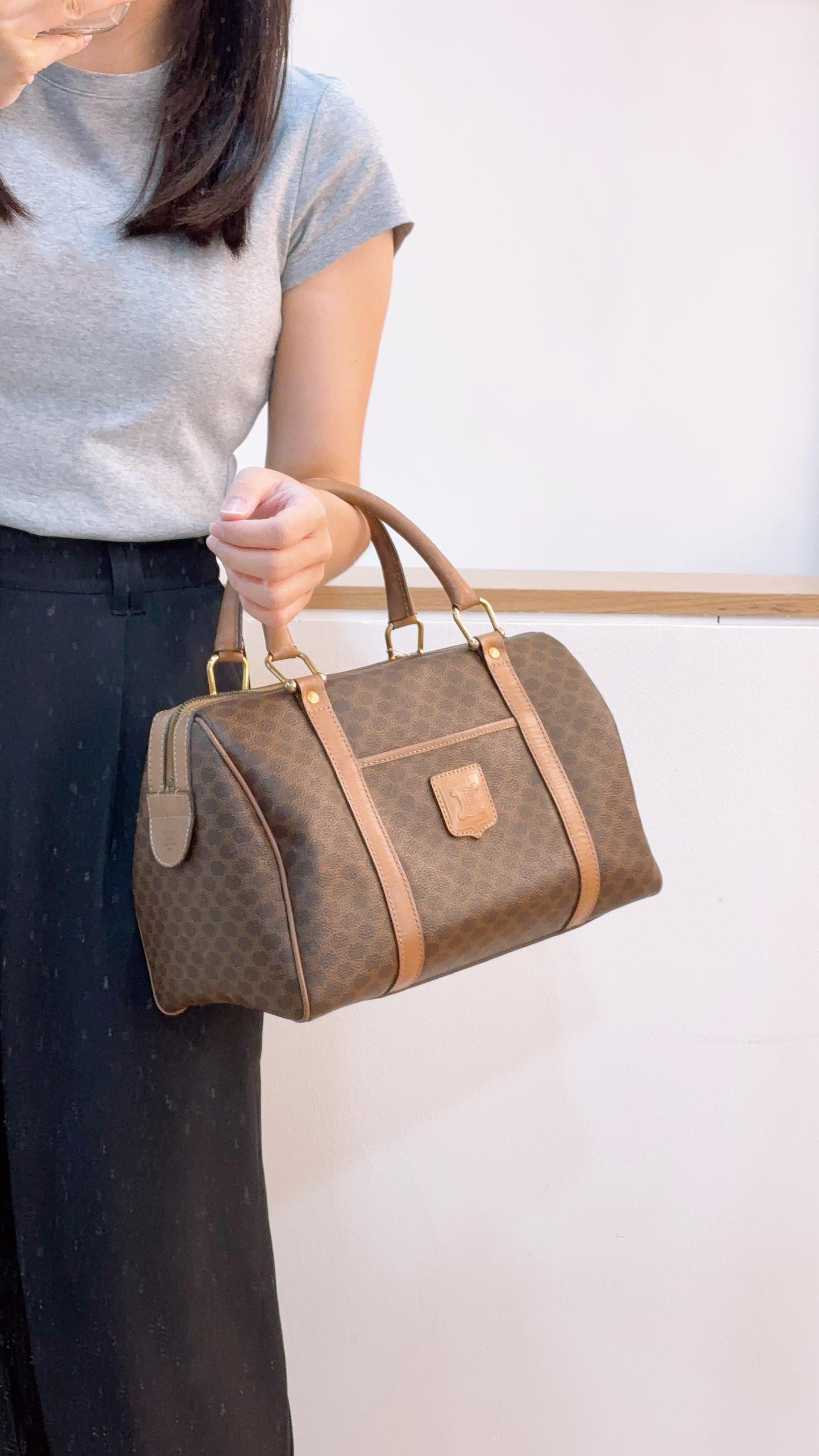 Celine Brown Macadam Vintage Boston Bag 30cm