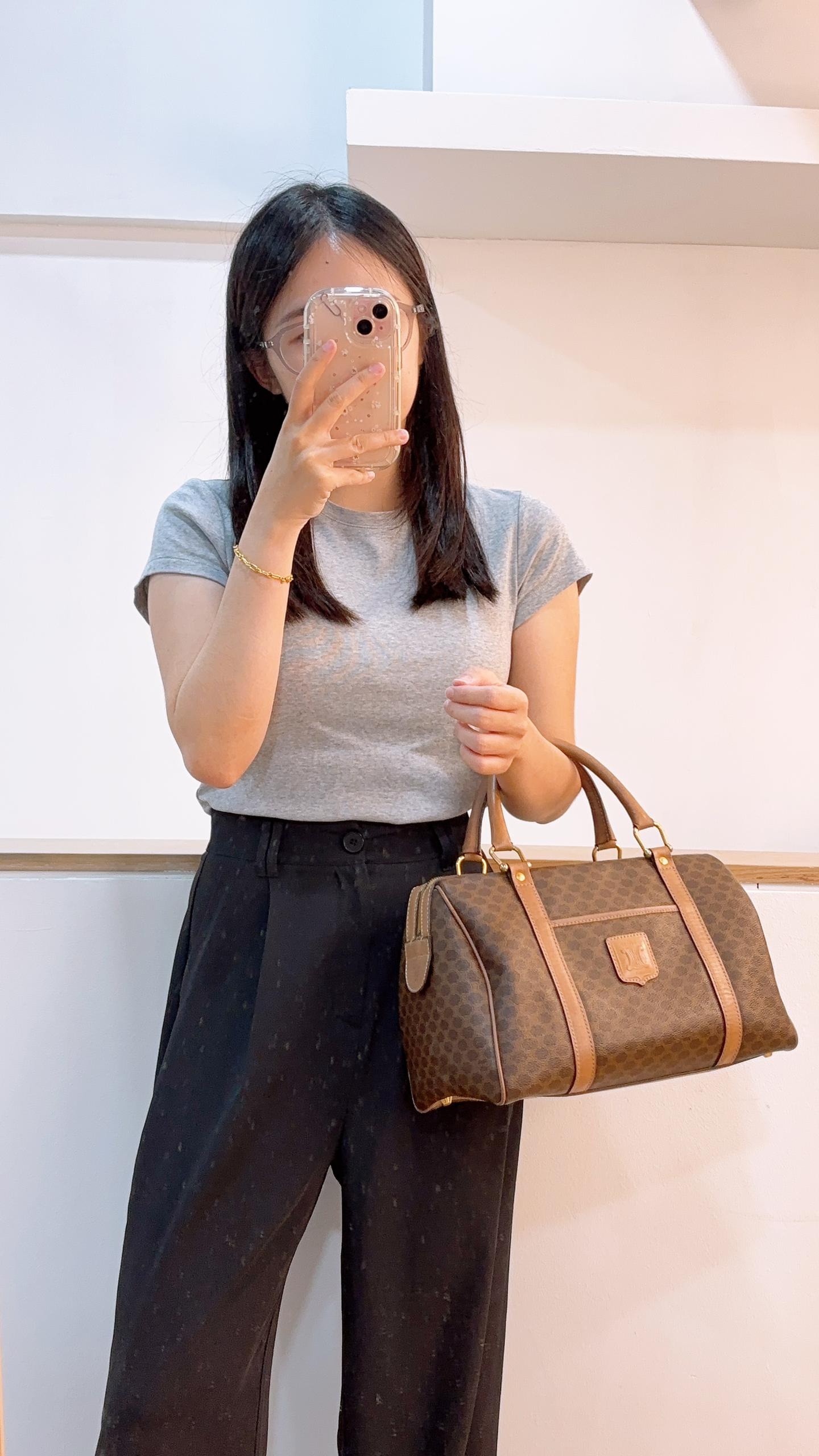 Celine Brown Macadam Vintage Boston Bag 30cm