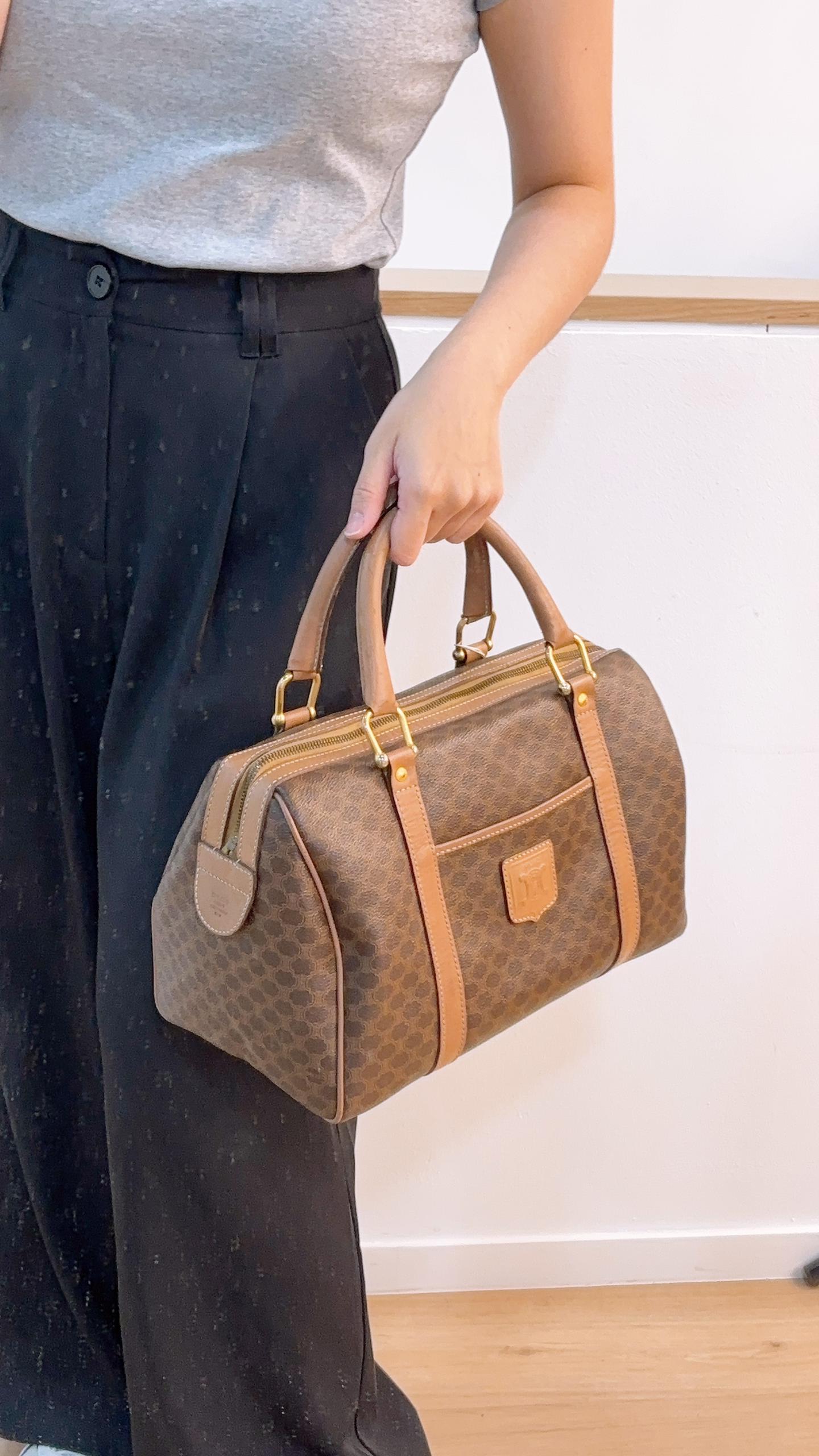 Celine Brown Macadam Vintage Boston Bag 30cm