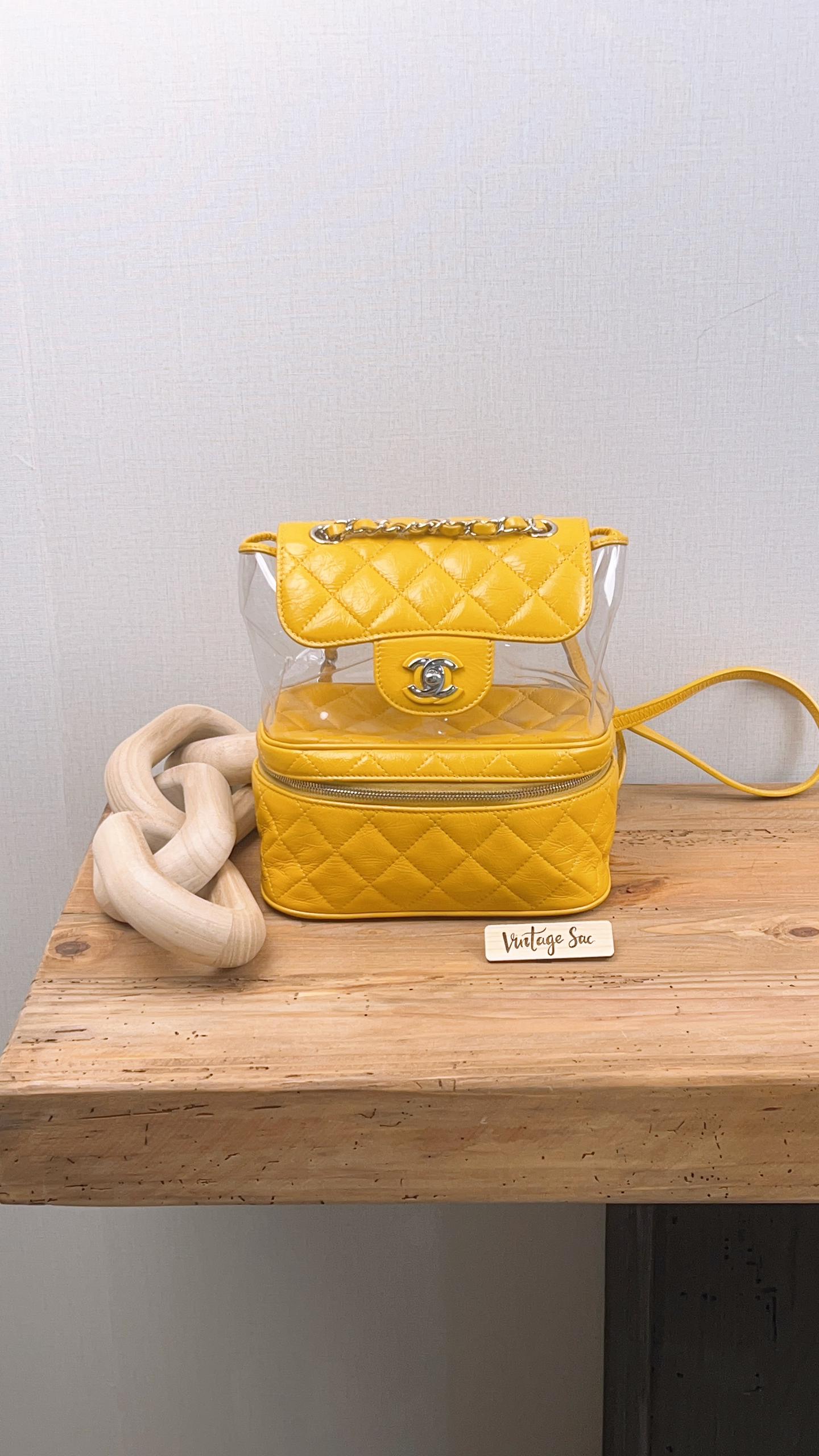 Chanel Aged Calfskin x PVC Yellow Aquarium Spring Backpack (SHW)