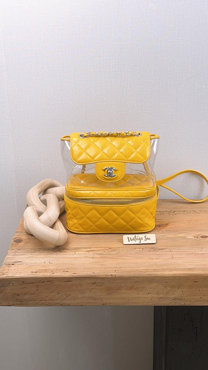 Chanel Aged Calfskin x PVC Yellow Aquarium Spring Backpack (SHW)