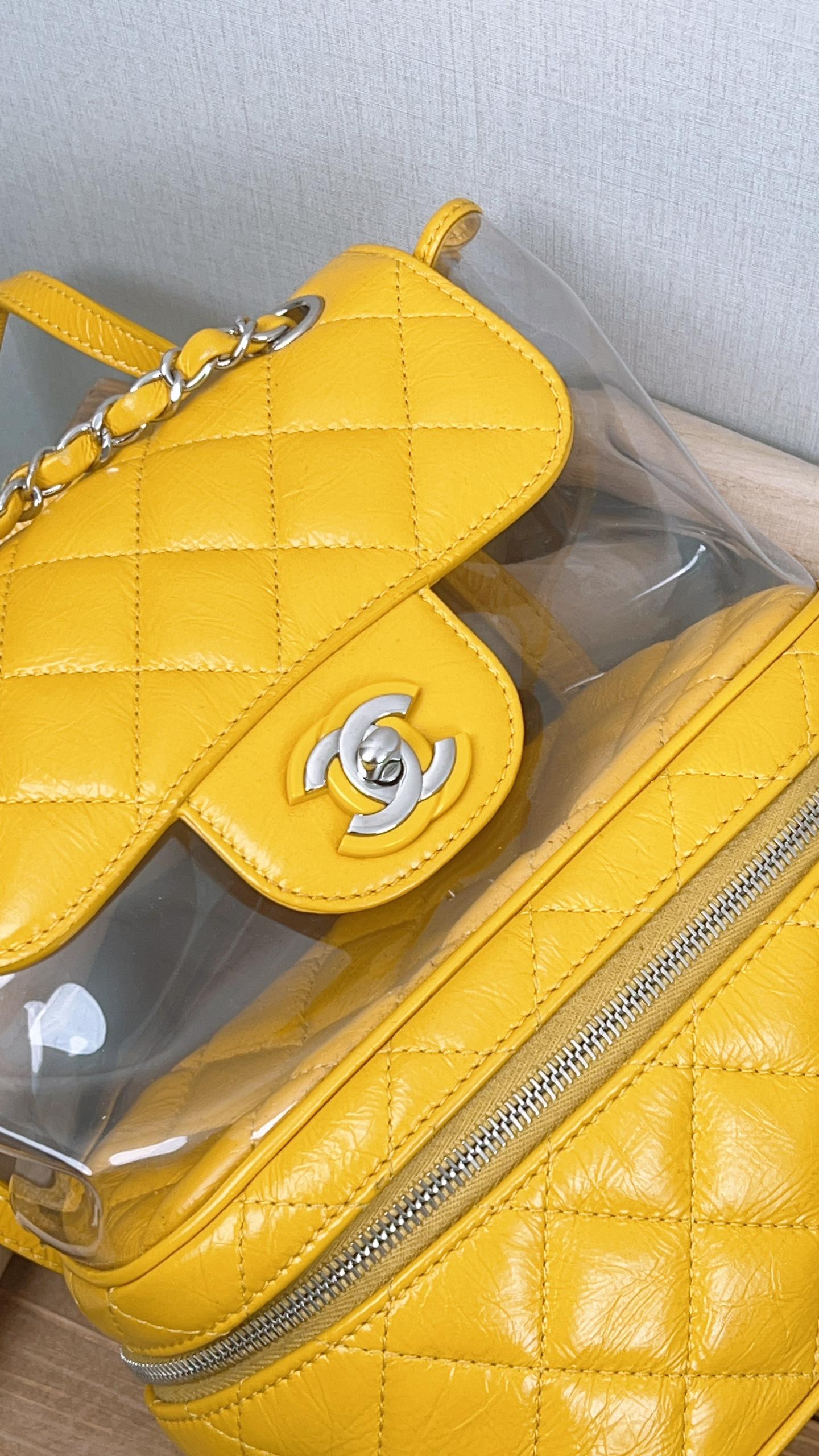 Chanel Aged Calfskin x PVC Yellow Aquarium Spring Backpack (SHW)