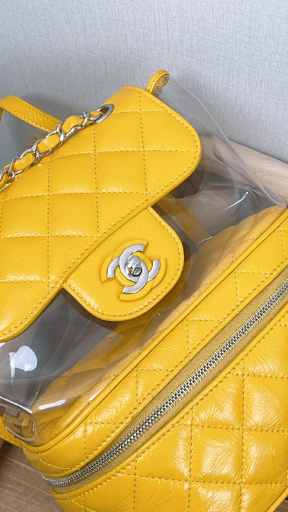 Chanel Aged Calfskin x PVC Yellow Aquarium Spring Backpack (SHW)