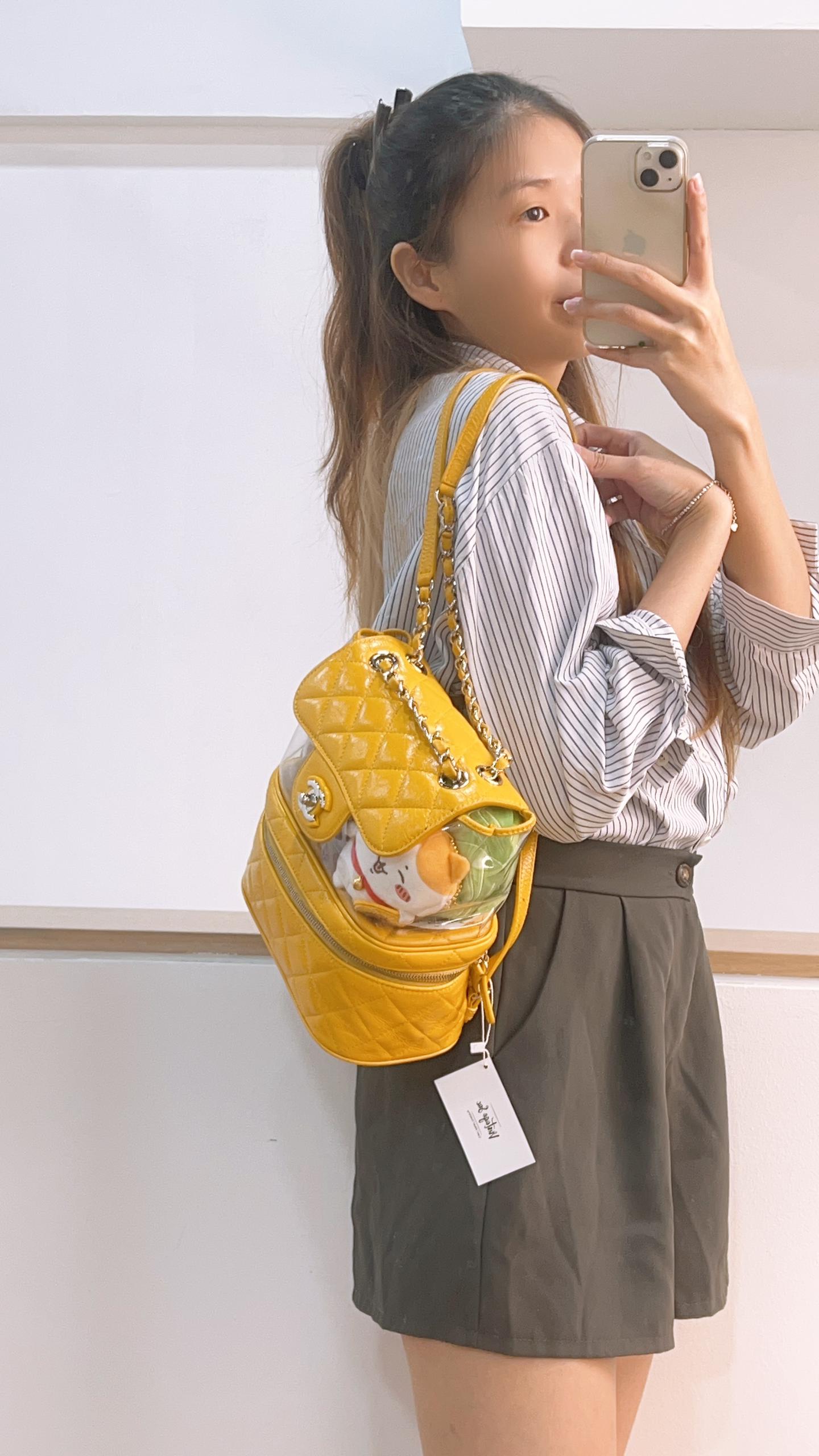 Chanel Aged Calfskin x PVC Yellow Aquarium Spring Backpack (SHW)