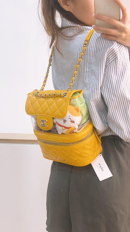 Chanel Aged Calfskin x PVC Yellow Aquarium Spring Backpack (SHW)