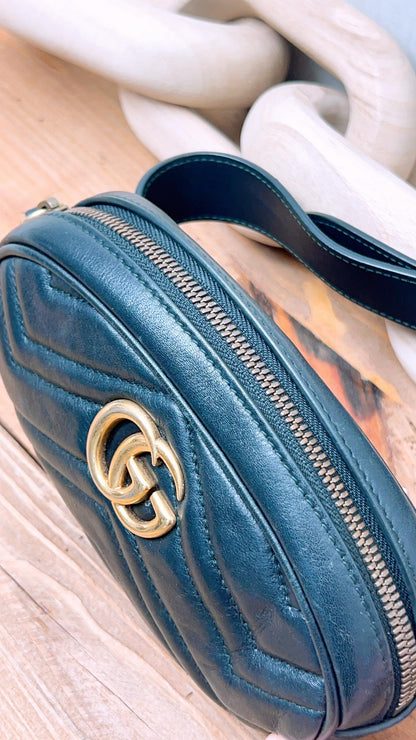 Gucci Black Marmont Belt Bag (GHW)