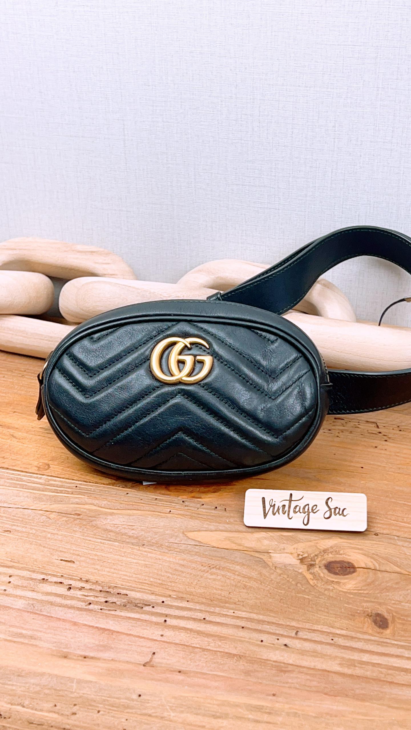 Gucci Black Marmont Belt Bag (GHW)