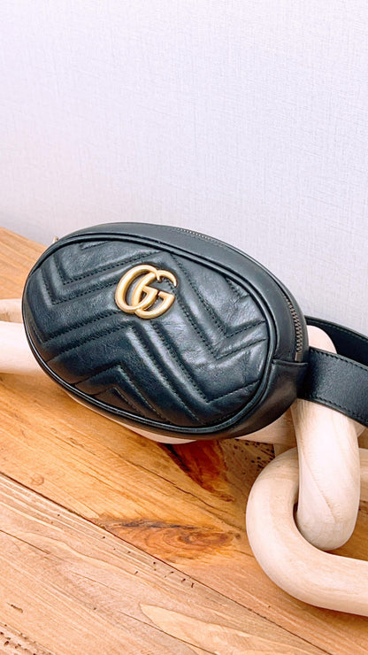 Gucci Black Marmont Belt Bag (GHW)