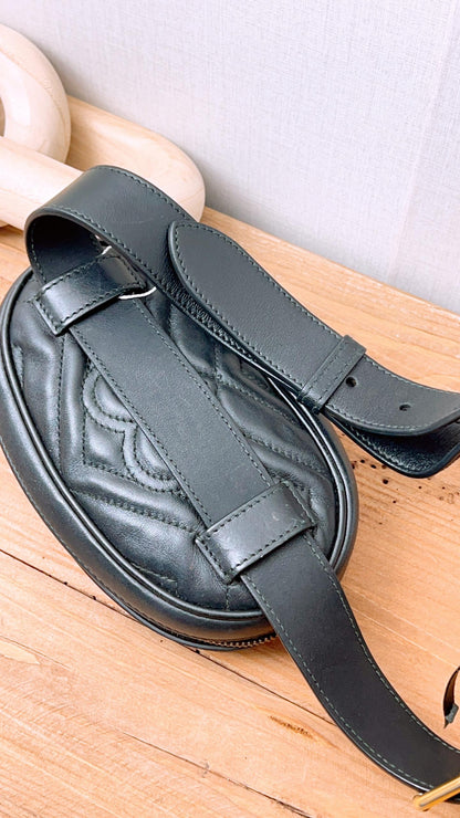 Gucci Black Marmont Belt Bag (GHW)
