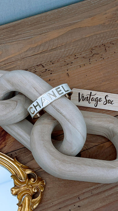 Chanel 22s White Enamel Cuff Bracelet