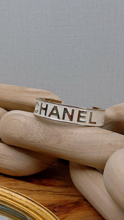 Chanel 22s White Enamel Cuff Bracelet