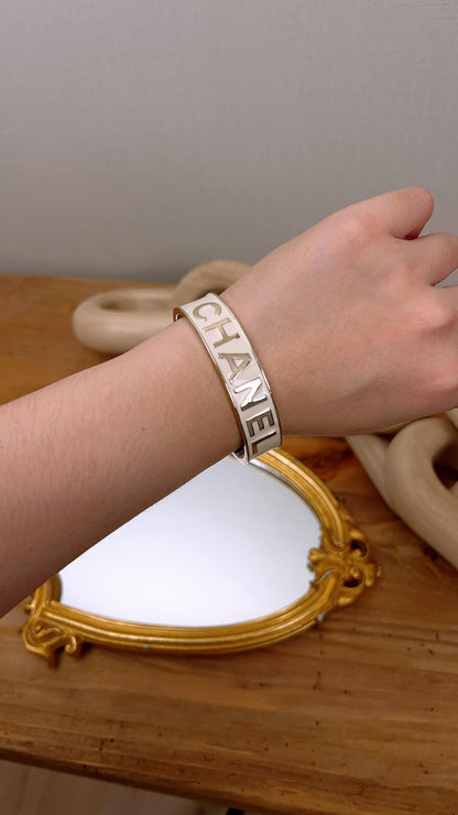 Chanel 22s White Enamel Cuff Bracelet