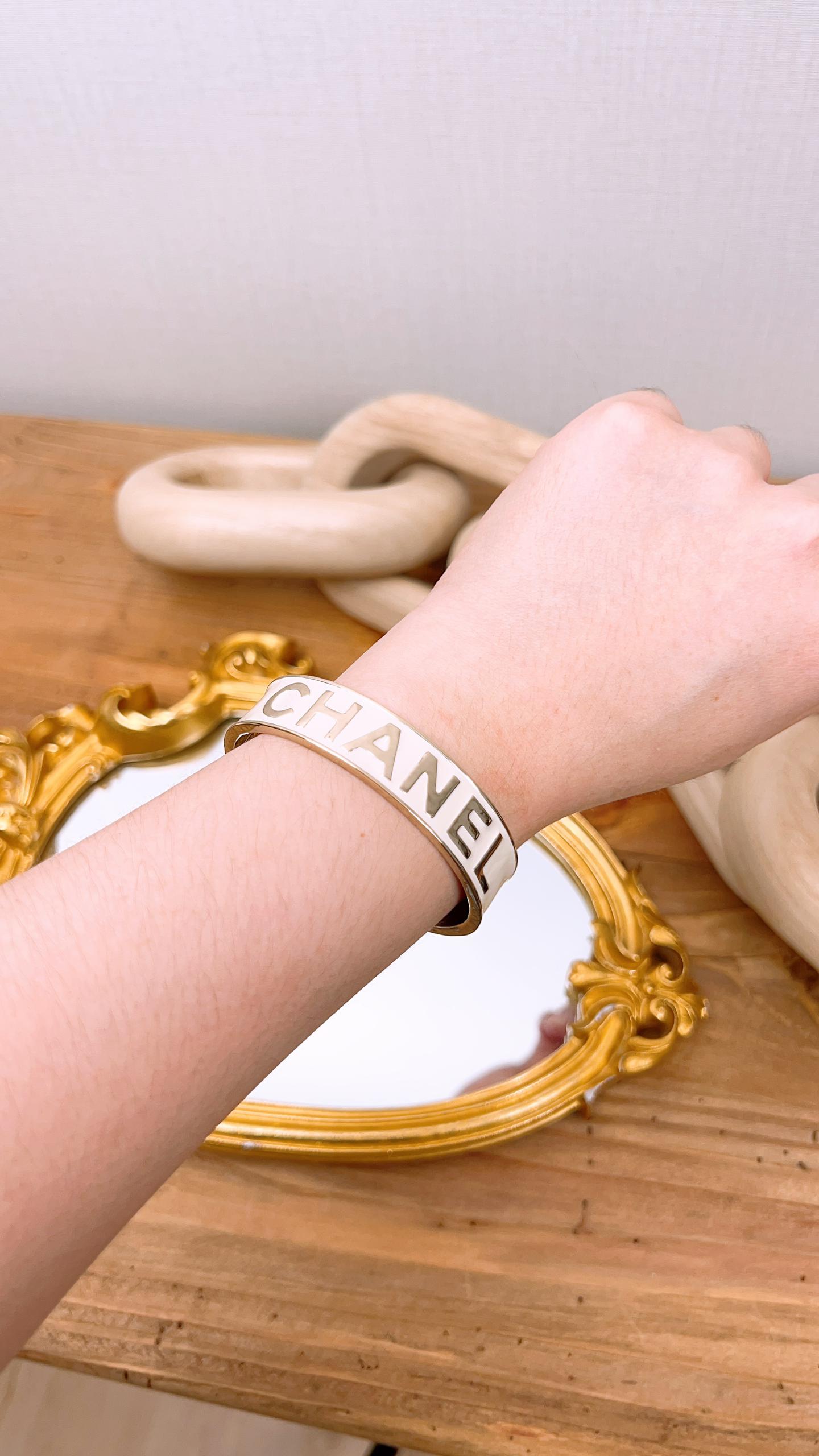 Chanel 22s White Enamel Cuff Bracelet