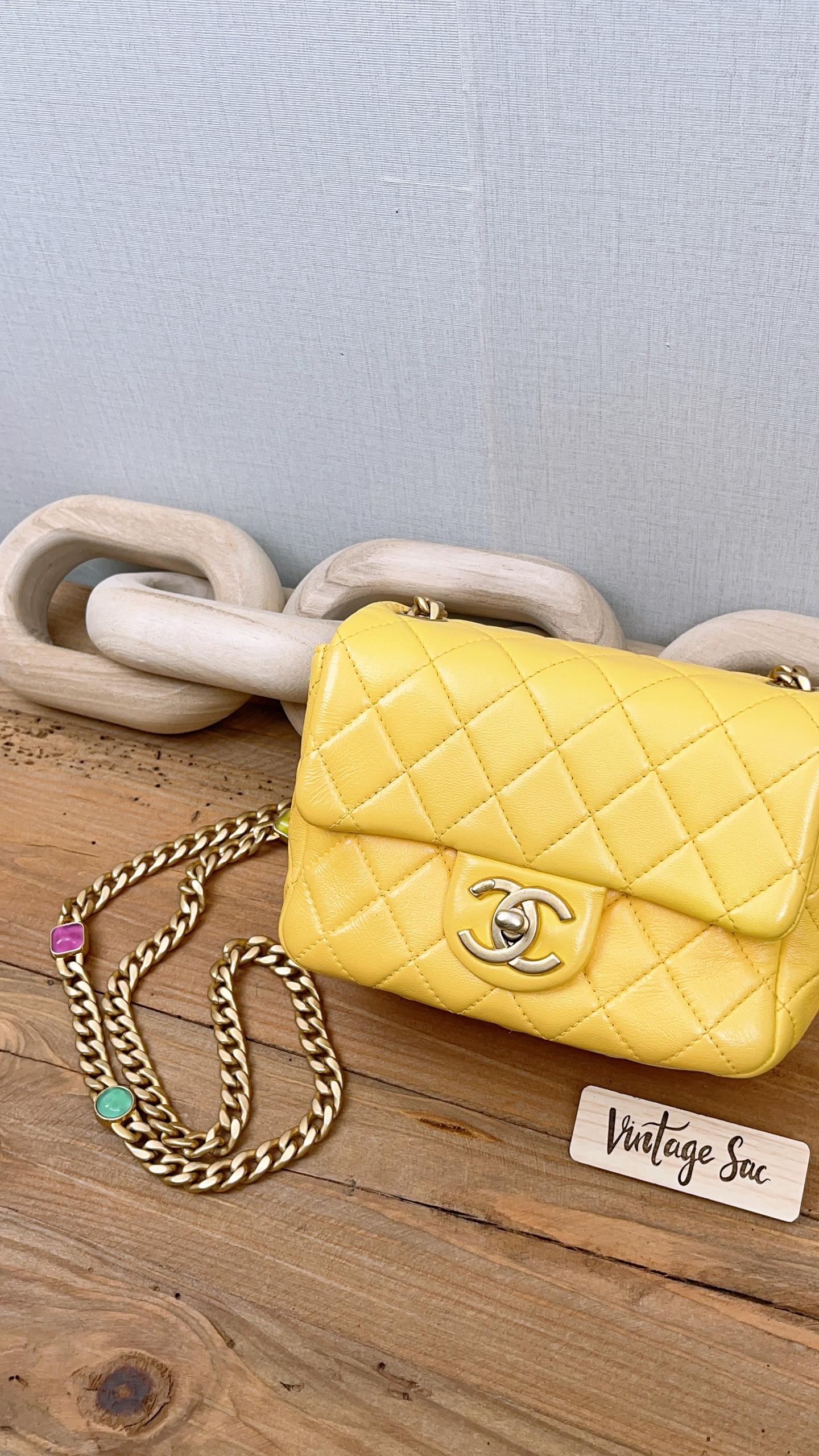 Chanel Yellow Lambskin Seasonal Mini Rectangular Flap (GHW)