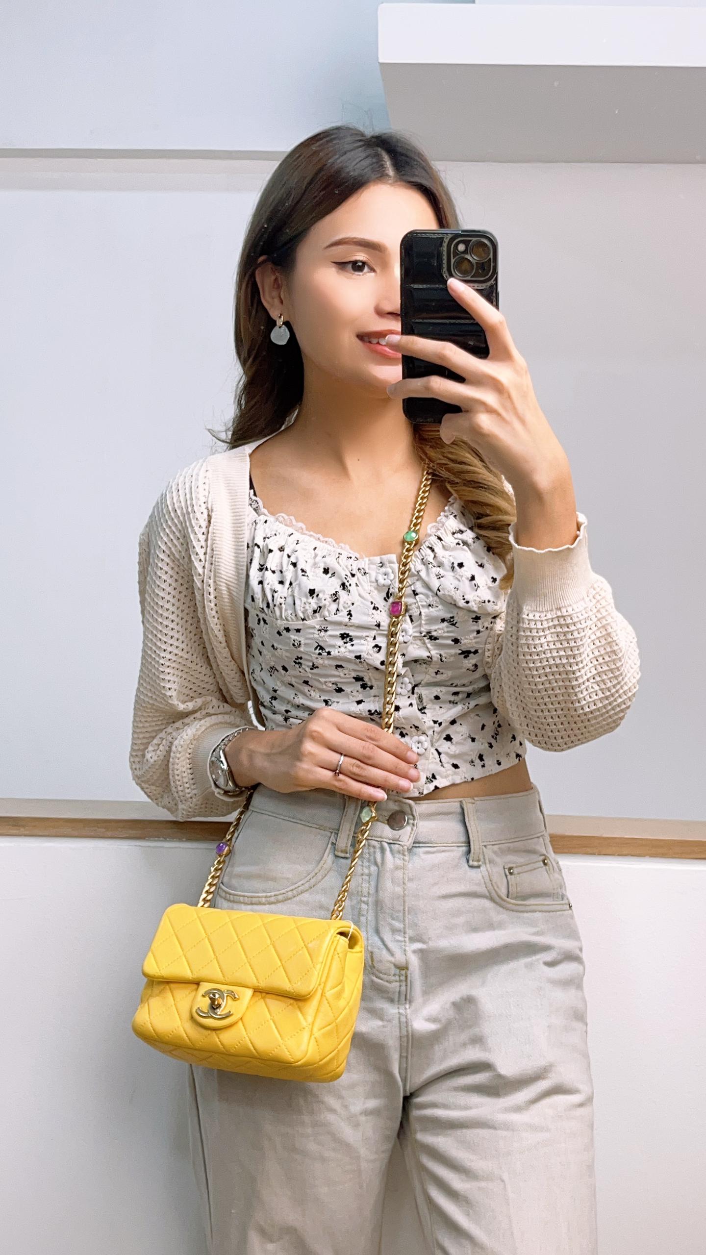 Chanel Yellow Lambskin Seasonal Mini Rectangular Flap (GHW)