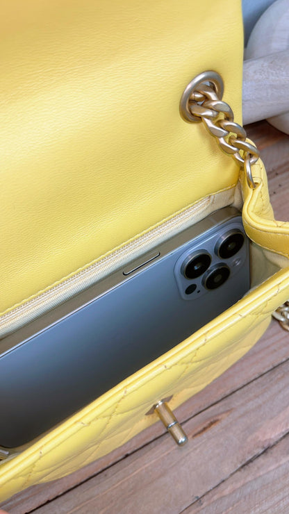Chanel Yellow Lambskin Seasonal Mini Rectangular Flap (GHW)