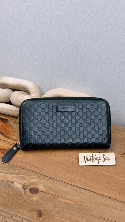 Gucci Black Microguccisima Zip Wallet